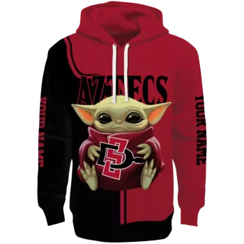 customized san diego state aztecs baby yoda red black hoodie best selling