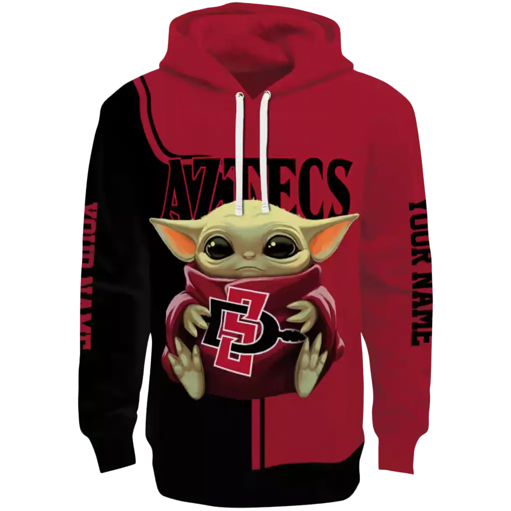 customized san diego state aztecs baby yoda red black hoodie best selling customized san diego state aztecs baby yoda red black hoodie best selling