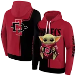 customized san diego state aztecs baby yoda red black hoodie best selling