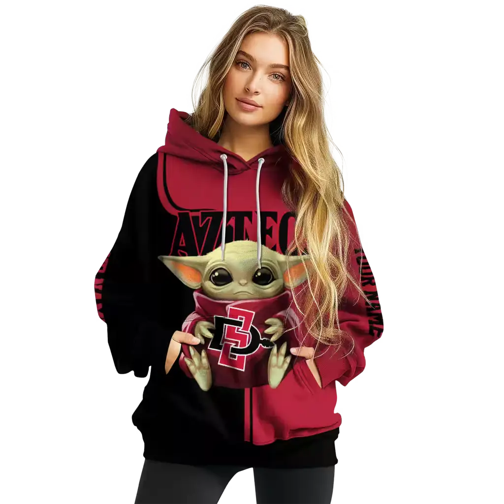 customized san diego state aztecs baby yoda red black hoodie high quality customized san diego state aztecs baby yoda red black hoodie high quality