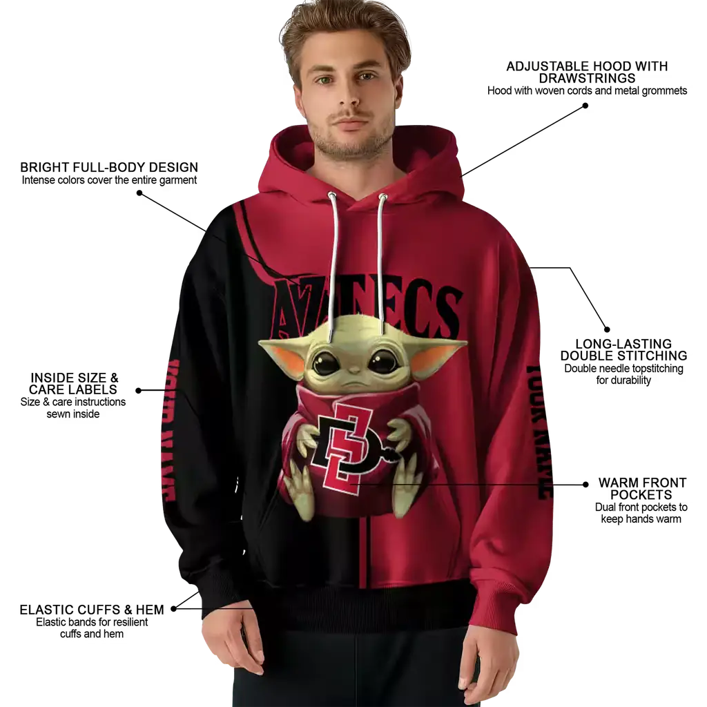 customized san diego state aztecs baby yoda red black hoodie latest model customized san diego state aztecs baby yoda red black hoodie latest model