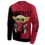 customized san diego state aztecs baby yoda red black hoodie best selling