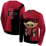 customized san diego state aztecs baby yoda red black hoodie best selling