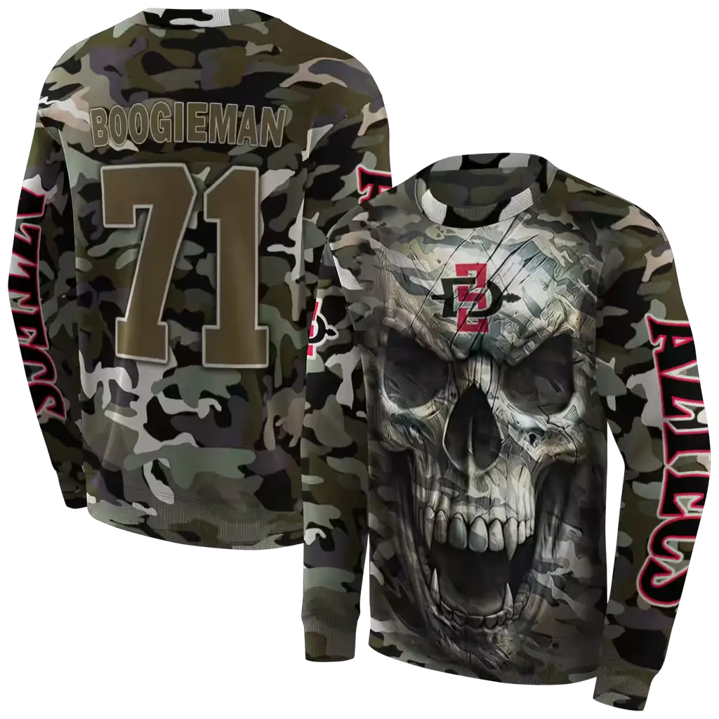 customized san diego state aztecs camo skull hoodie premium grade customized san diego state aztecs camo skull hoodie premium grade