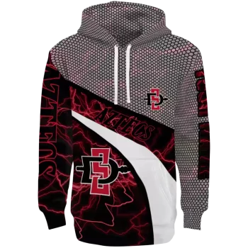 customized san diego state aztecs hexagonal mesh red black gray hoodie best selling