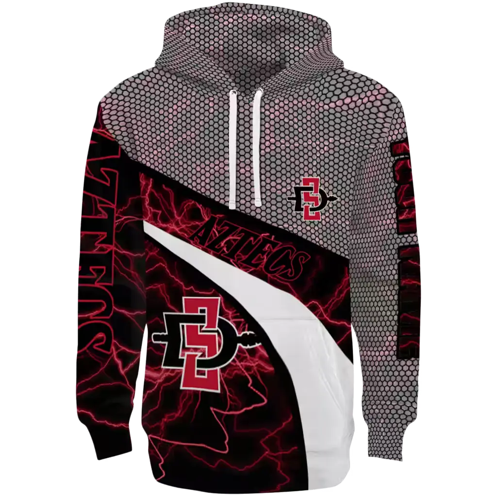 customized san diego state aztecs hexagonal mesh red black gray hoodie best selling customized san diego state aztecs hexagonal mesh red black gray hoodie best selling