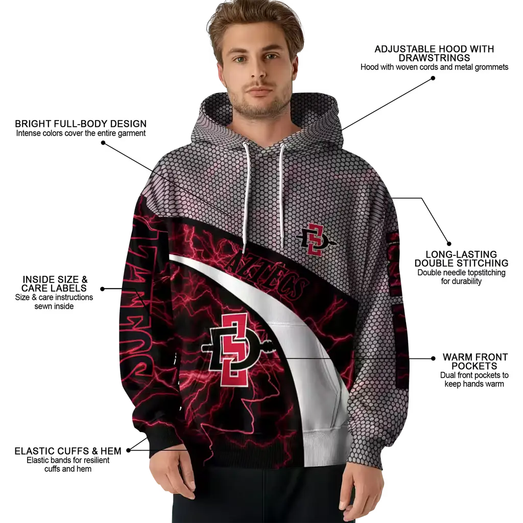 customized san diego state aztecs hexagonal mesh red black gray hoodie latest model customized san diego state aztecs hexagonal mesh red black gray hoodie latest model