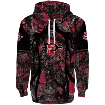 customized san diego state aztecs hunting theme red black hoodie best selling
