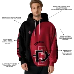 customized san diego state aztecs minimalist design red black hoodie best selling