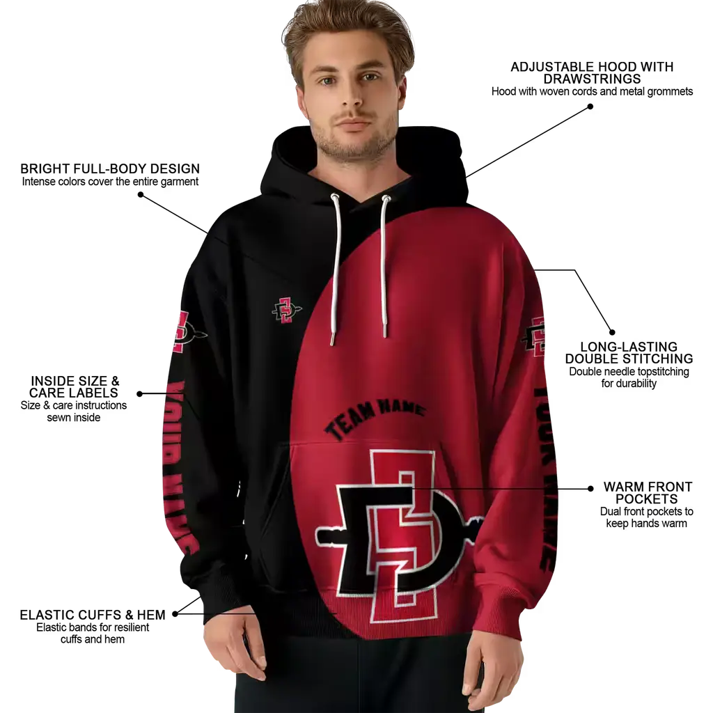 customized san diego state aztecs minimalist design red black hoodie latest model customized san diego state aztecs minimalist design red black hoodie latest model