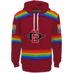 customized san diego state aztecs rainbow stripes red hoodie best selling