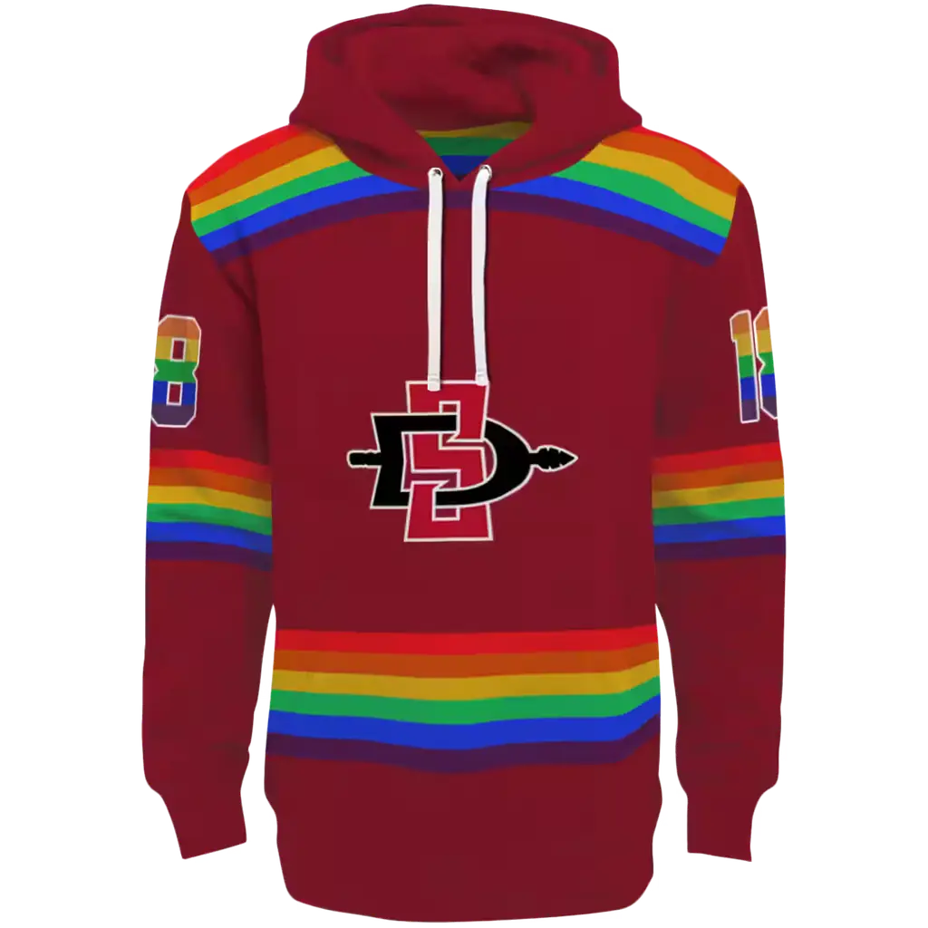 customized san diego state aztecs rainbow stripes red hoodie best selling customized san diego state aztecs rainbow stripes red hoodie best selling