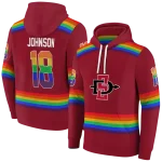 customized san diego state aztecs rainbow stripes red hoodie best selling