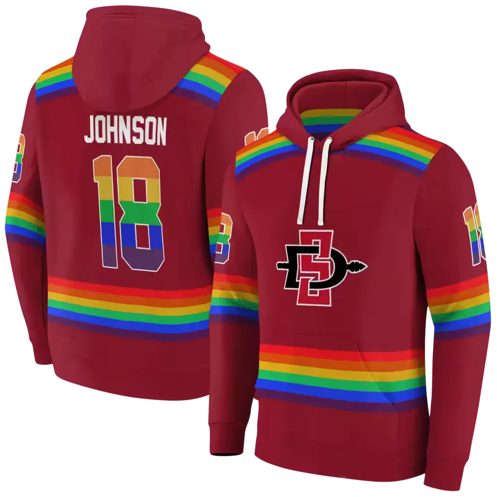 customized san diego state aztecs rainbow stripes red hoodie fashion forward customized san diego state aztecs rainbow stripes red hoodie fashion forward