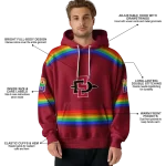 customized san diego state aztecs rainbow stripes red hoodie best selling