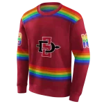 customized san diego state aztecs rainbow stripes red hoodie best selling