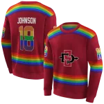 customized san diego state aztecs rainbow stripes red hoodie best selling
