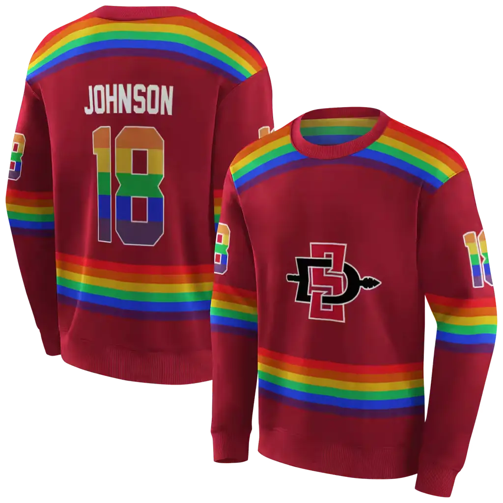 customized san diego state aztecs rainbow stripes red hoodie premium grade customized san diego state aztecs rainbow stripes red hoodie premium grade