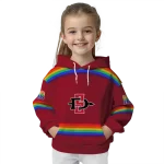 customized san diego state aztecs rainbow stripes red hoodie best selling