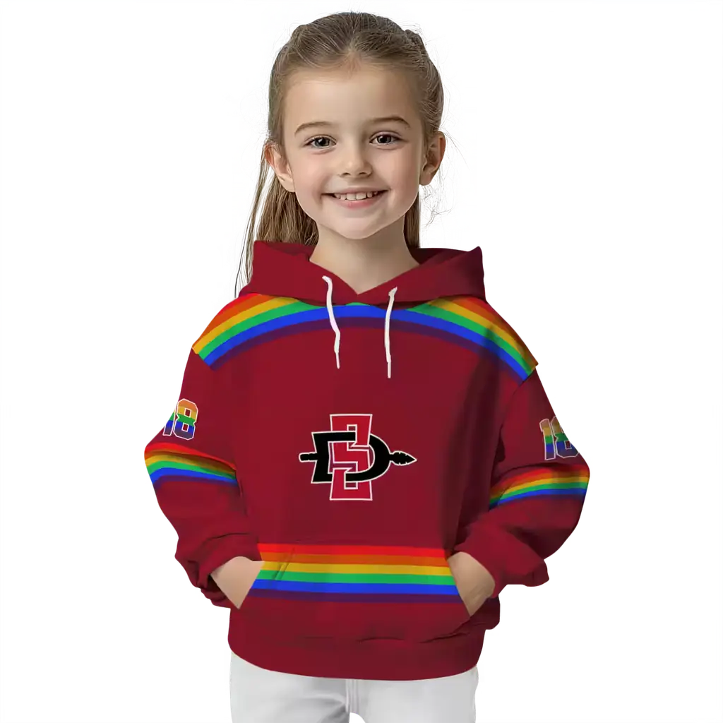customized san diego state aztecs rainbow stripes red hoodie top rated customized san diego state aztecs rainbow stripes red hoodie top rated