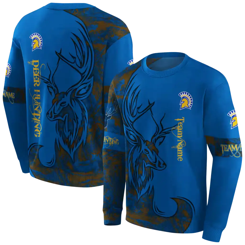 customized san jose state spartans deer silhouette blue hoodie premium grade customized san jose state spartans deer silhouette blue hoodie premium grade