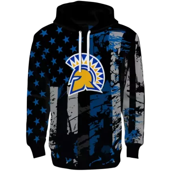 customized san jose state spartans distressed flag blue black hoodie best selling