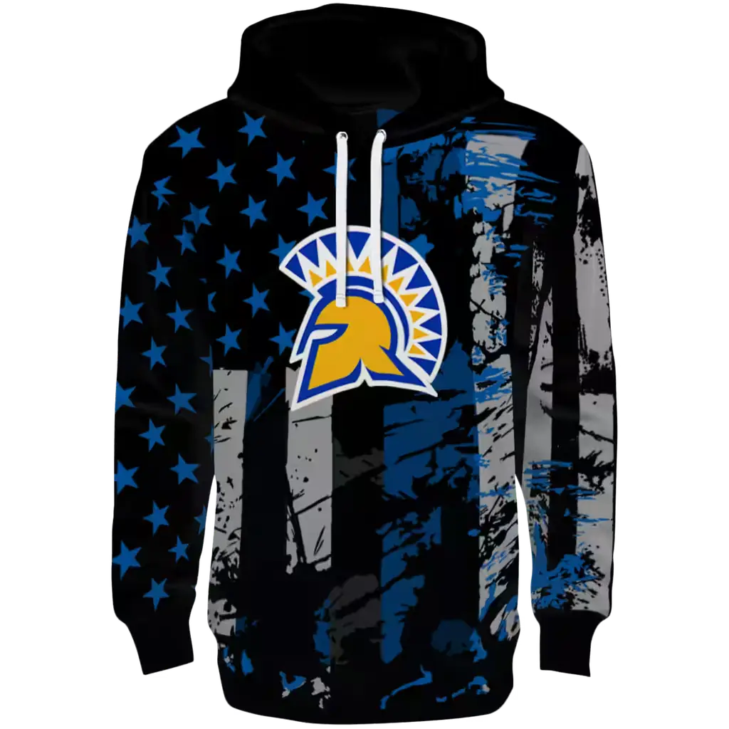 customized san jose state spartans distressed flag blue black hoodie best selling customized san jose state spartans distressed flag blue black hoodie best selling