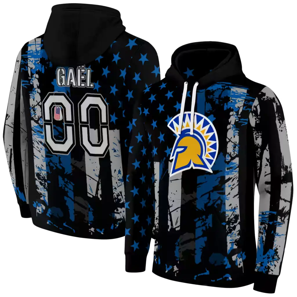 customized san jose state spartans distressed flag blue black hoodie fashion forward customized san jose state spartans distressed flag blue black hoodie fashion forward
