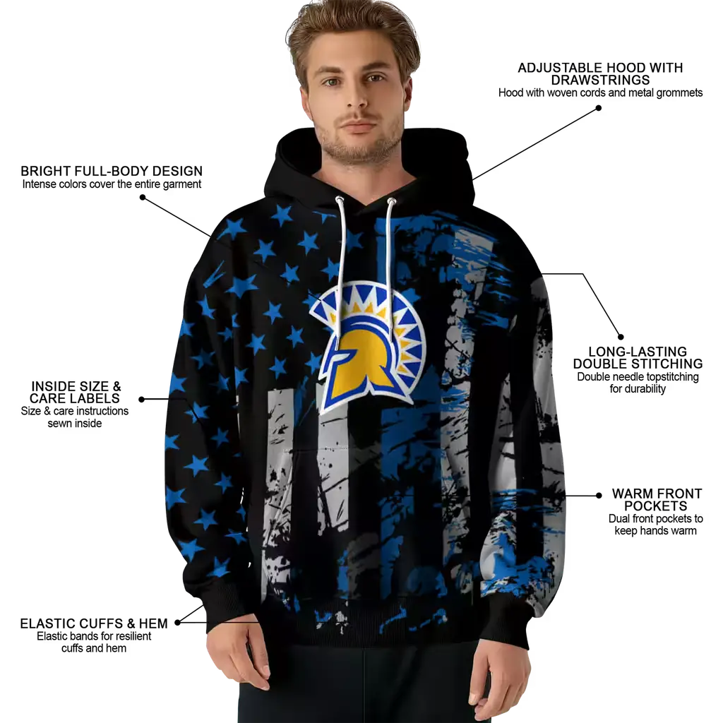 customized san jose state spartans distressed flag blue black hoodie latest model customized san jose state spartans distressed flag blue black hoodie latest model