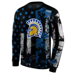 customized san jose state spartans distressed flag blue black hoodie best selling