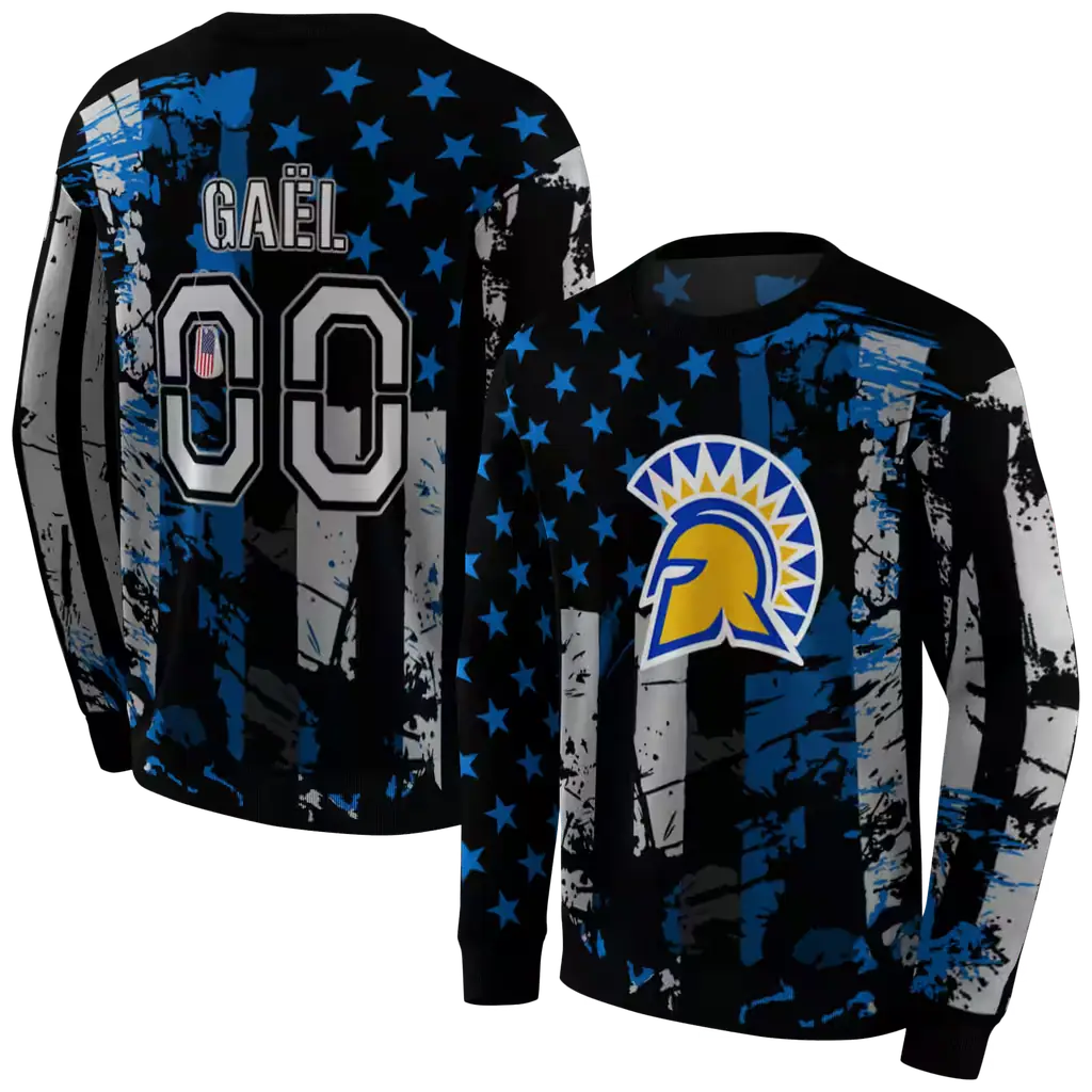 customized san jose state spartans distressed flag blue black hoodie premium grade customized san jose state spartans distressed flag blue black hoodie premium grade