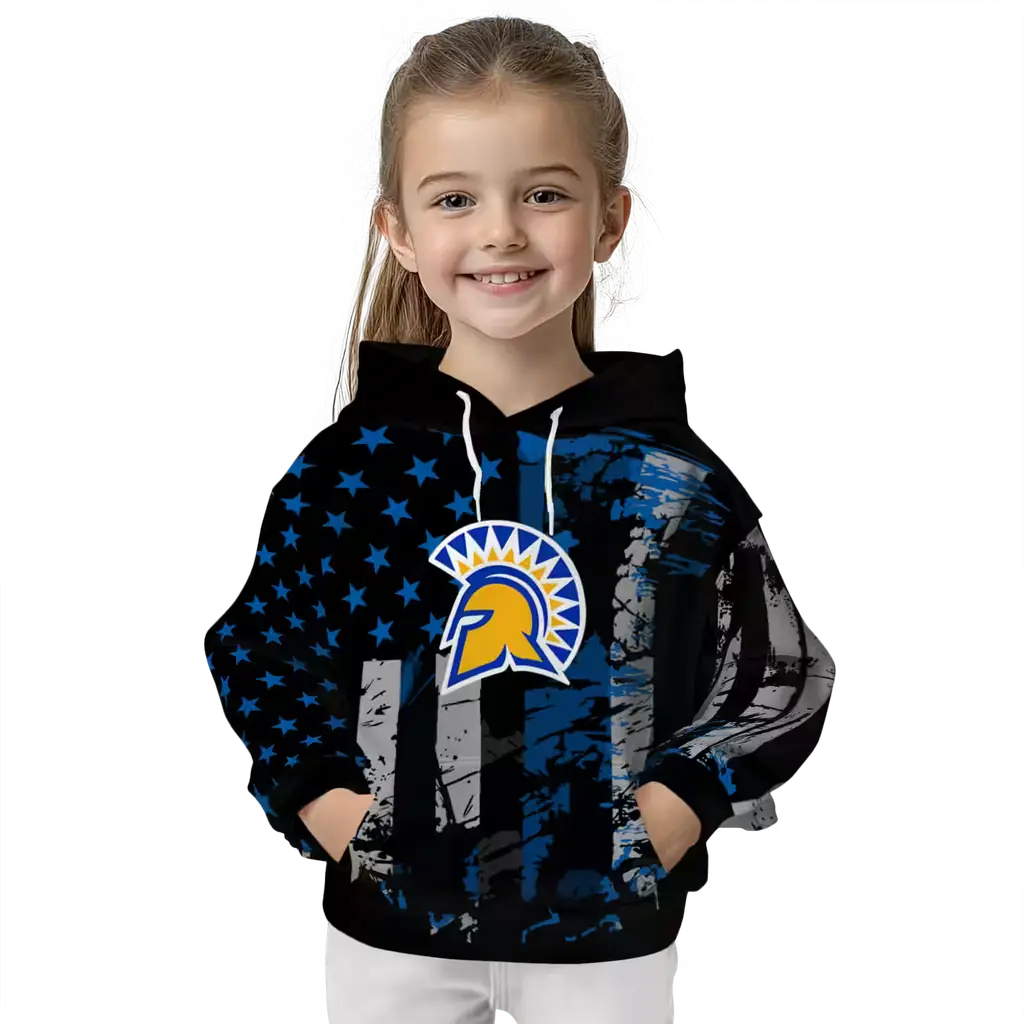 customized san jose state spartans distressed flag blue black hoodie top rated customized san jose state spartans distressed flag blue black hoodie top rated