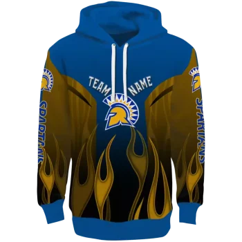 customized san jose state spartans flame design blue hoodie best selling