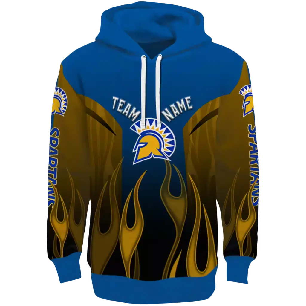 customized san jose state spartans flame design blue hoodie best selling customized san jose state spartans flame design blue hoodie best selling
