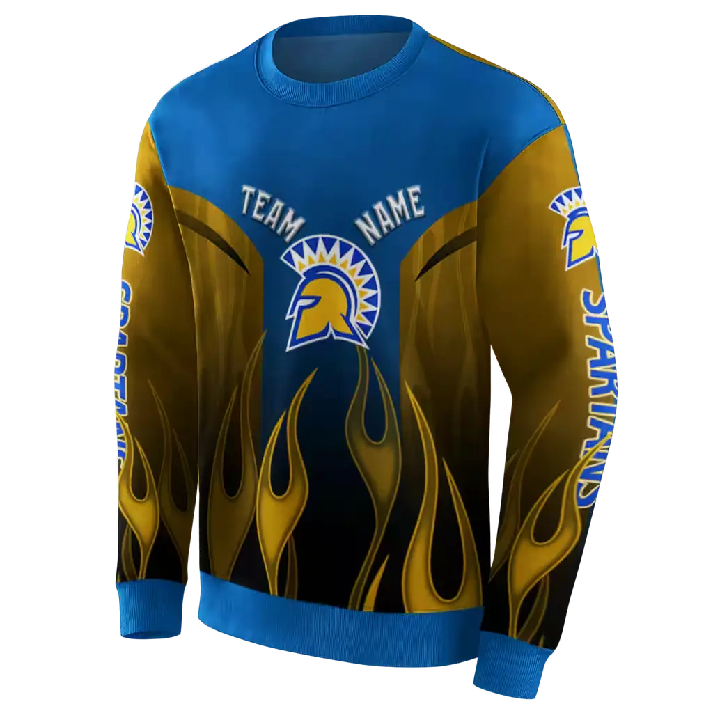 customized san jose state spartans flame design blue hoodie new arrival customized san jose state spartans flame design blue hoodie new arrival