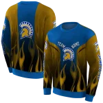 customized san jose state spartans flame design blue hoodie best selling
