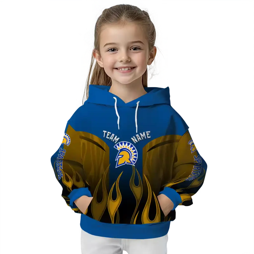 customized san jose state spartans flame design blue hoodie top rated customized san jose state spartans flame design blue hoodie top rated
