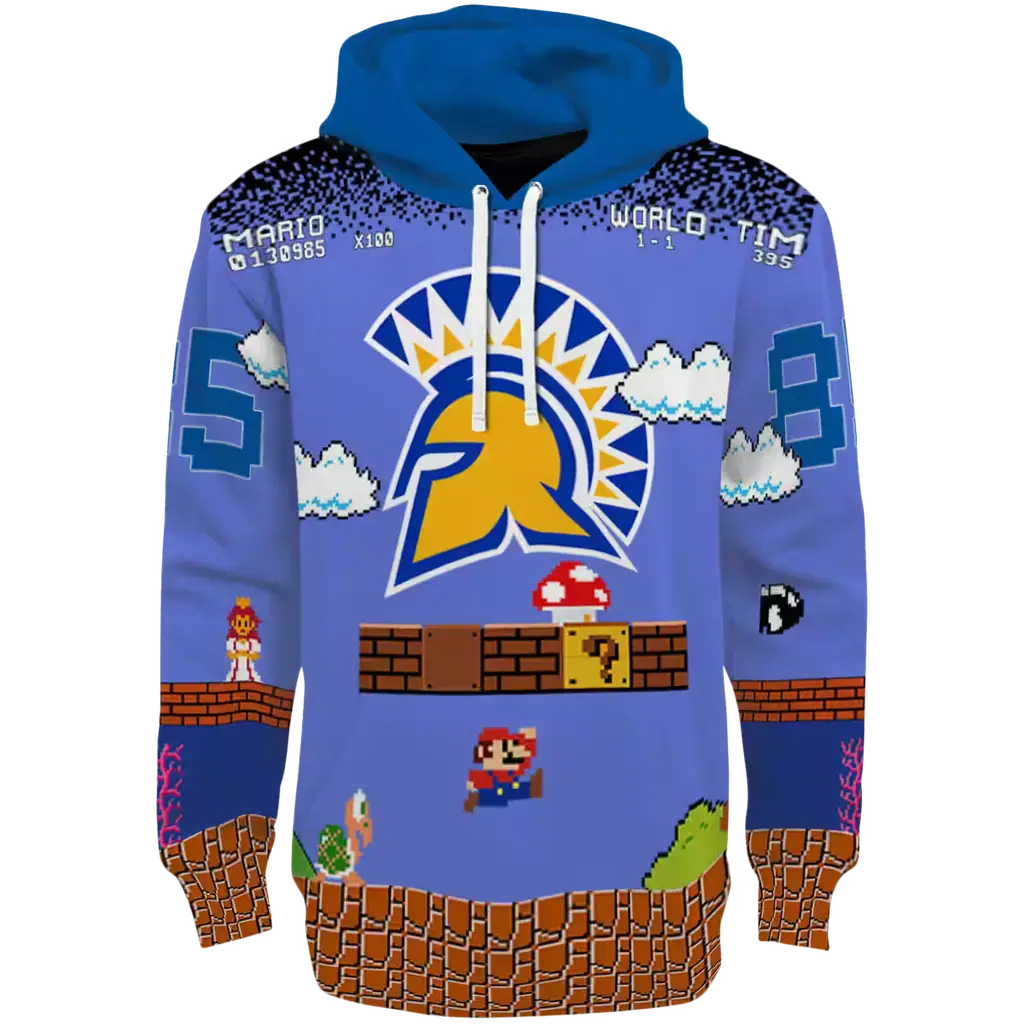 customized san jose state spartans mario blue black hoodie best selling customized san jose state spartans mario blue black hoodie best selling