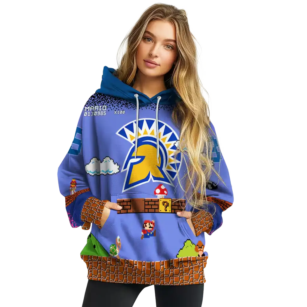 customized san jose state spartans mario blue black hoodie high quality customized san jose state spartans mario blue black hoodie high quality