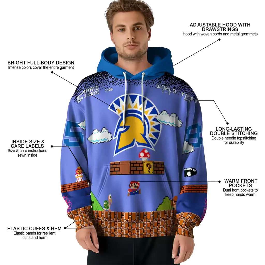 customized san jose state spartans mario blue black hoodie latest model customized san jose state spartans mario blue black hoodie latest model