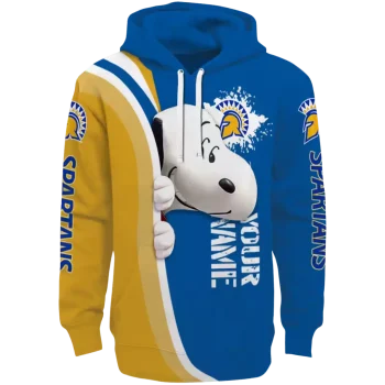 customized san jose state spartans peeking snoopy blue hoodie best selling