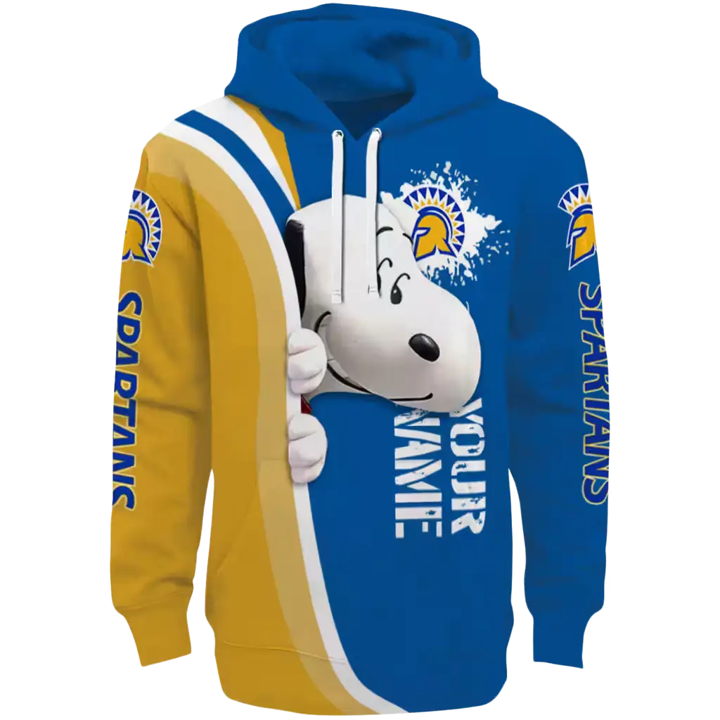 customized san jose state spartans peeking snoopy blue hoodie best selling customized san jose state spartans peeking snoopy blue hoodie best selling