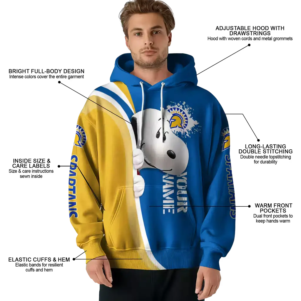 customized san jose state spartans peeking snoopy blue hoodie latest model customized san jose state spartans peeking snoopy blue hoodie latest model