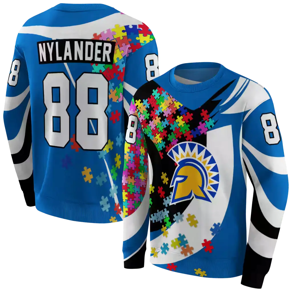 customized san jose state spartans puzzle pieces blue hoodie premium grade customized san jose state spartans puzzle pieces blue hoodie premium grade