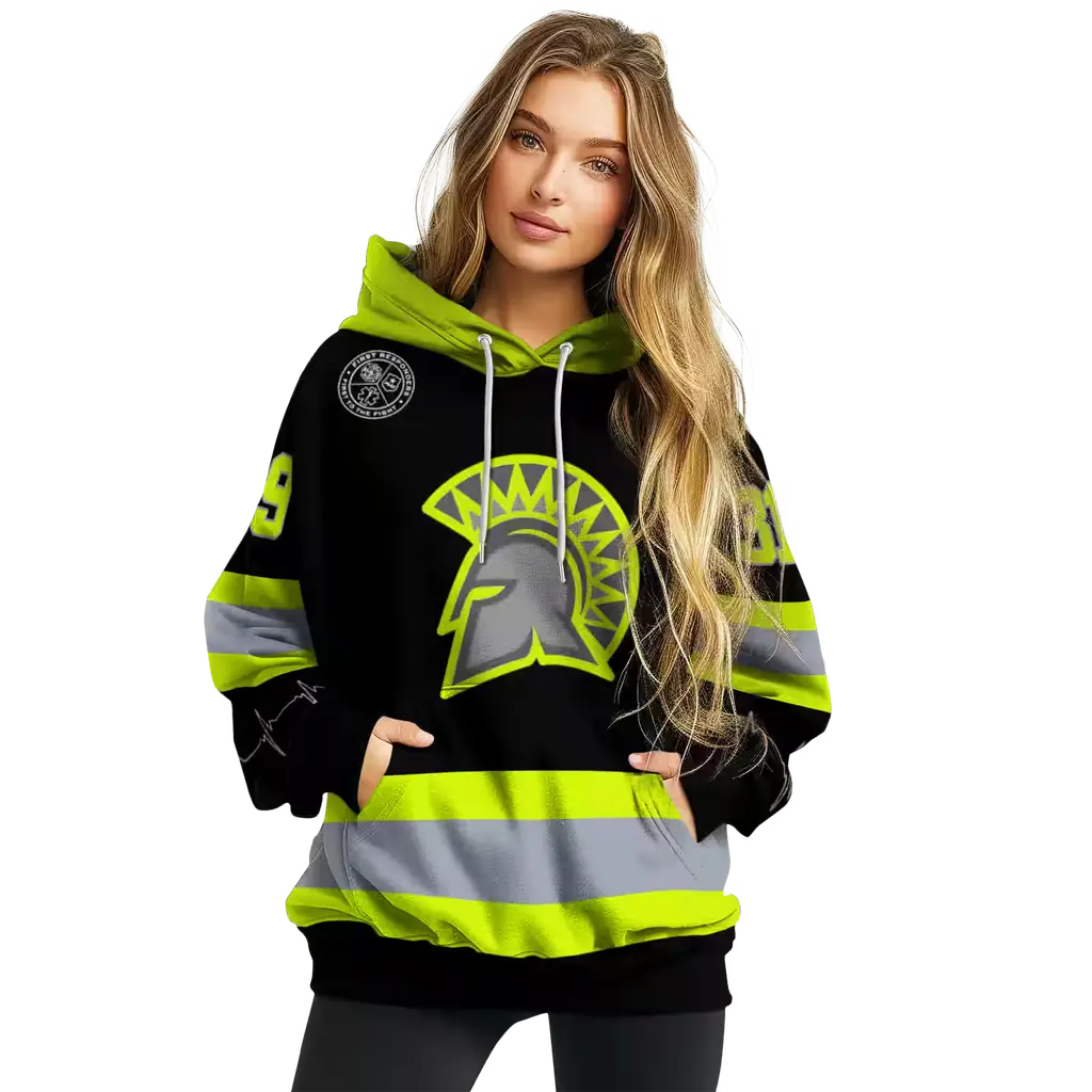 customized san jose state spartans safety motif black neon green hoodie high quality customized san jose state spartans safety motif black neon green hoodie high quality