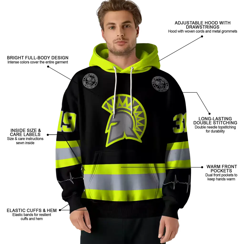 customized san jose state spartans safety motif black neon green hoodie latest model customized san jose state spartans safety motif black neon green hoodie latest model