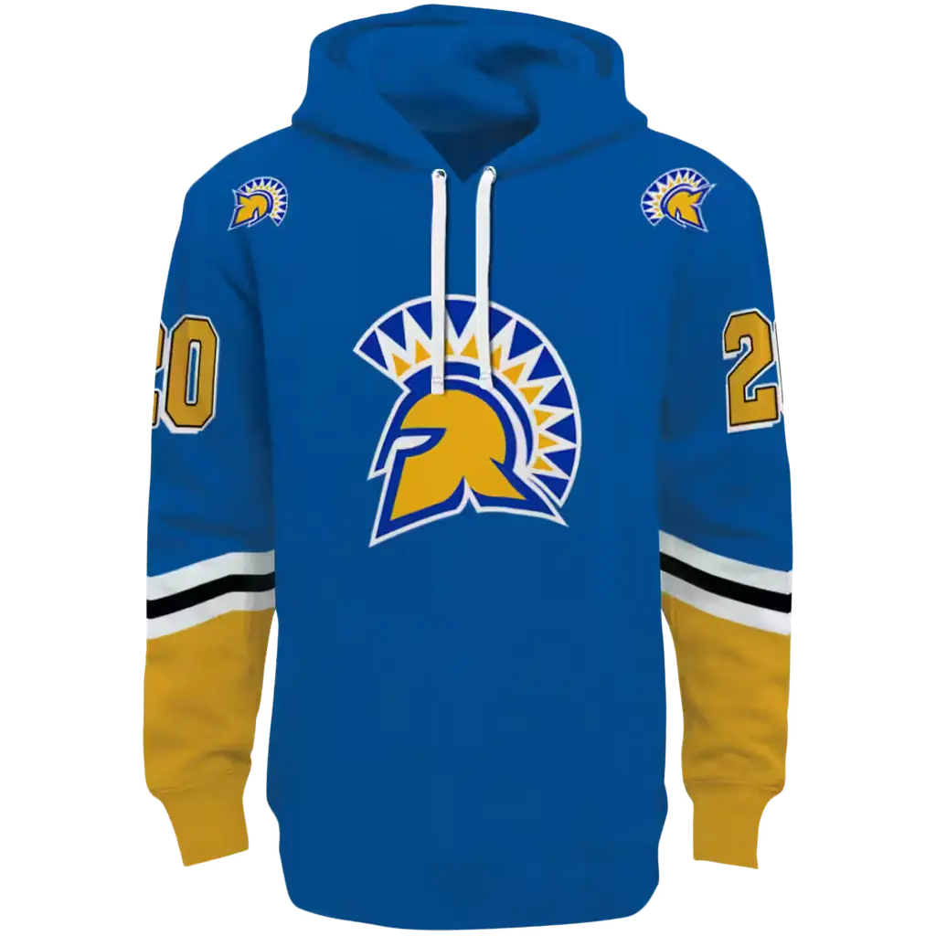 customized san jose state spartans striped sleeves blue hoodie best selling customized san jose state spartans striped sleeves blue hoodie best selling