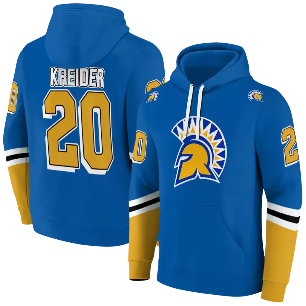 customized san jose state spartans striped sleeves blue hoodie fashion forward customized san jose state spartans striped sleeves blue hoodie fashion forward