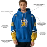 customized san jose state spartans striped sleeves blue hoodie best selling