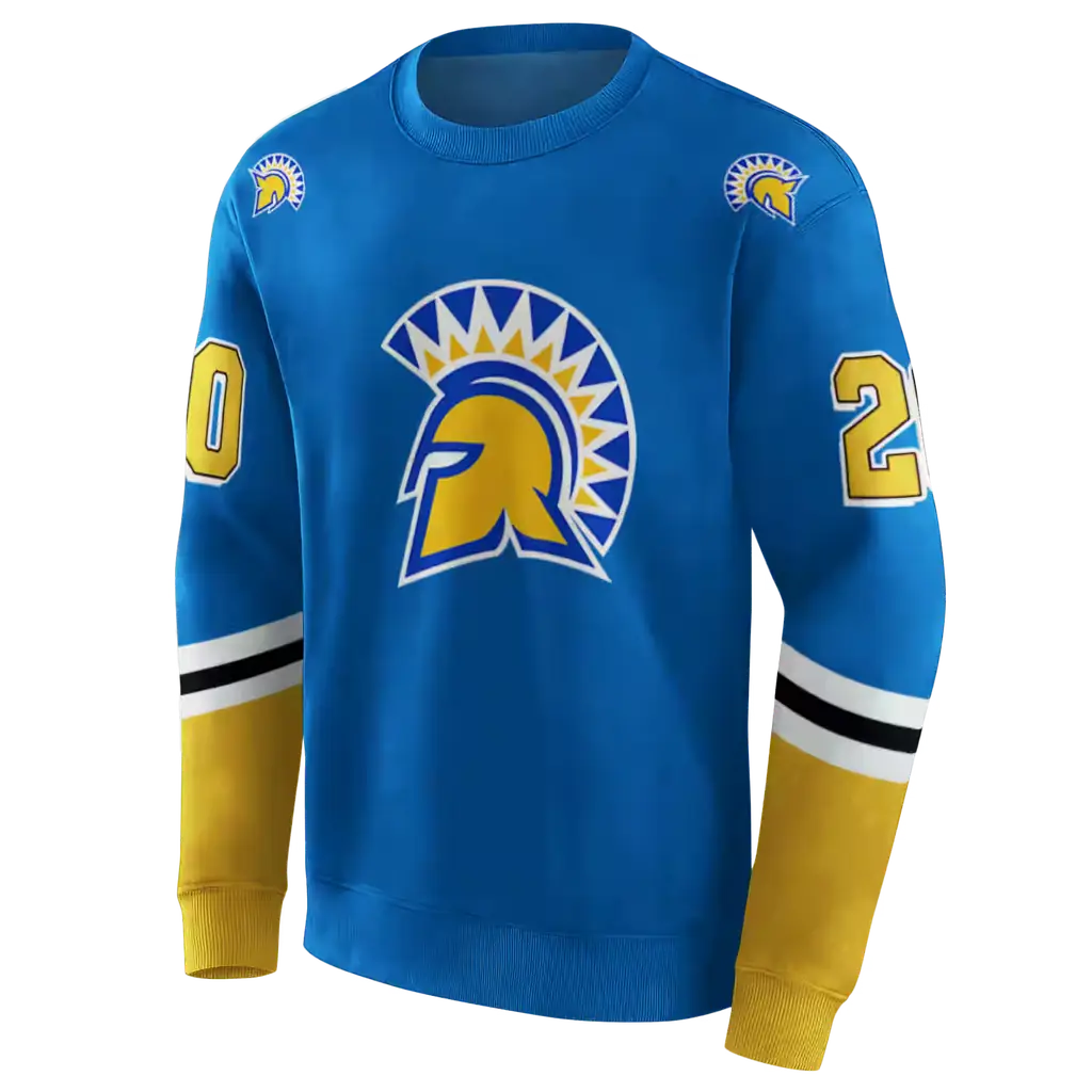 customized san jose state spartans striped sleeves blue hoodie new arrival customized san jose state spartans striped sleeves blue hoodie new arrival